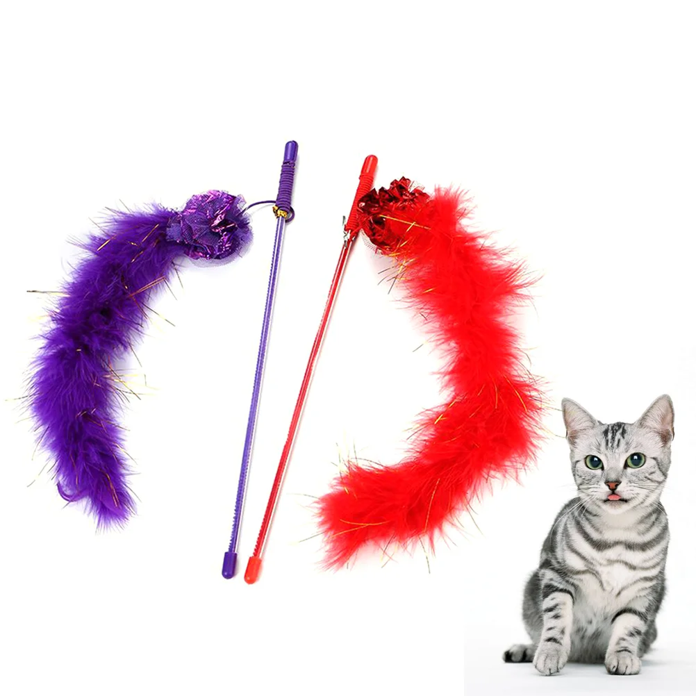 

2pcs Cat Sound Paper Wand Toy Training Wand Cat Interactive Plush Wand Toy Toy (Random Color)