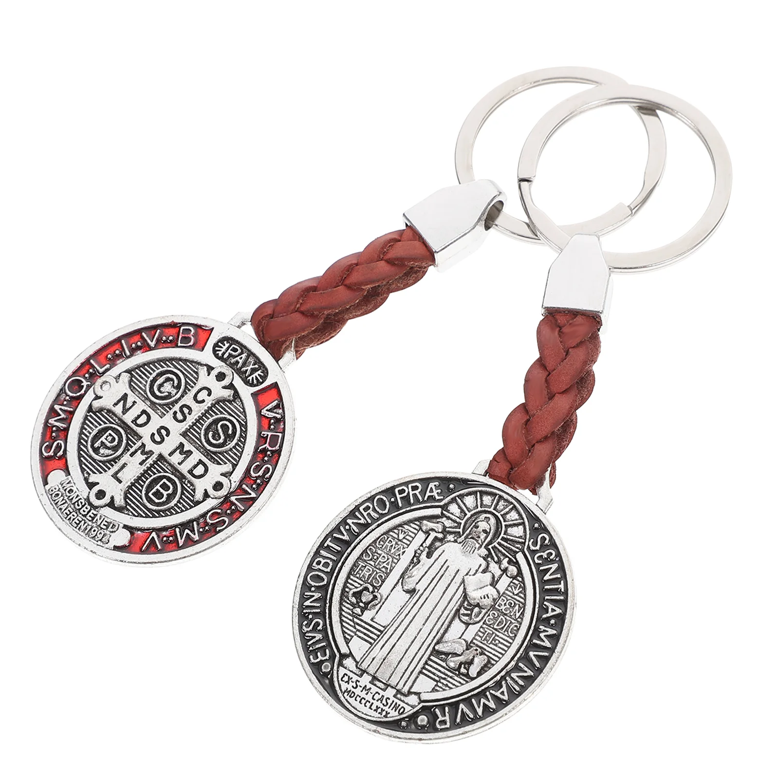 2pcs Crucifixion Keychain Medal Baptism Communion Keyring Religious Celebrations Charm Pendant Christian Keychain Ornament for H