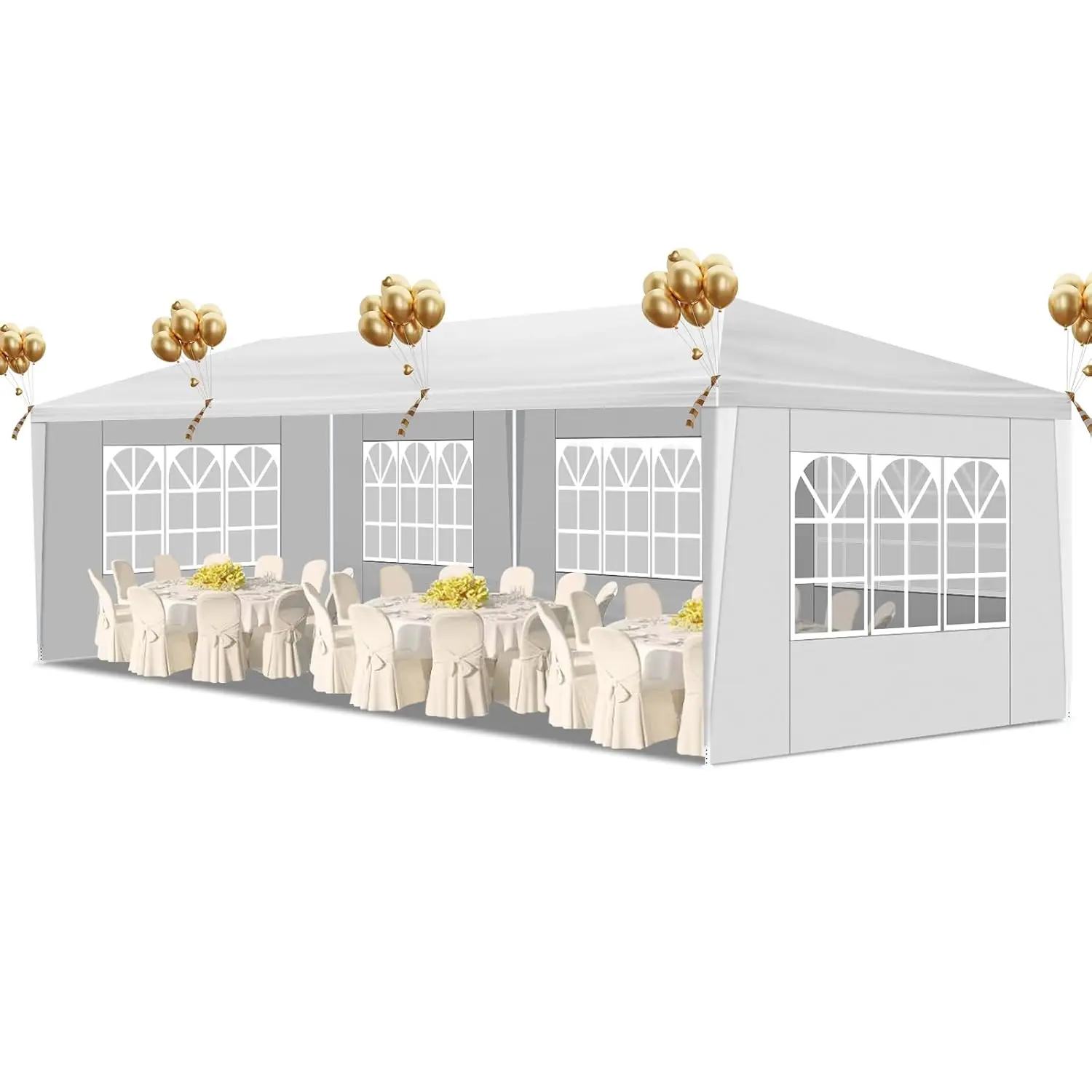 10x30 FT Party Tent, Outdoor Wedding Tents for Parties, Canopy Event Tent with 5 Removable Sidewalls, Waterproof, Customized