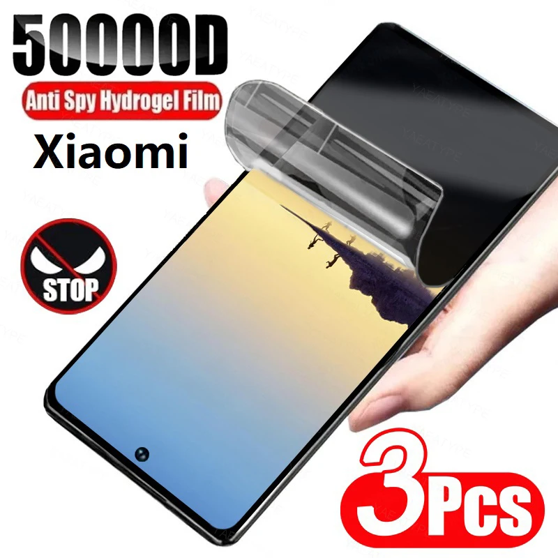 3 Películas Protetoras de Tela de Hidrogel de Privacidade para Xiaomi Redmi K90 K80 K70E K70 K60E K60 K50i K50 K40S K40 Pro Plus Ultra 5G