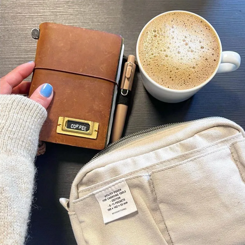 Storage Bag Large Canvas Student Notebook Storage Bag Pen Bag Ins Japanese Solid Color Portable Multifunction Bag