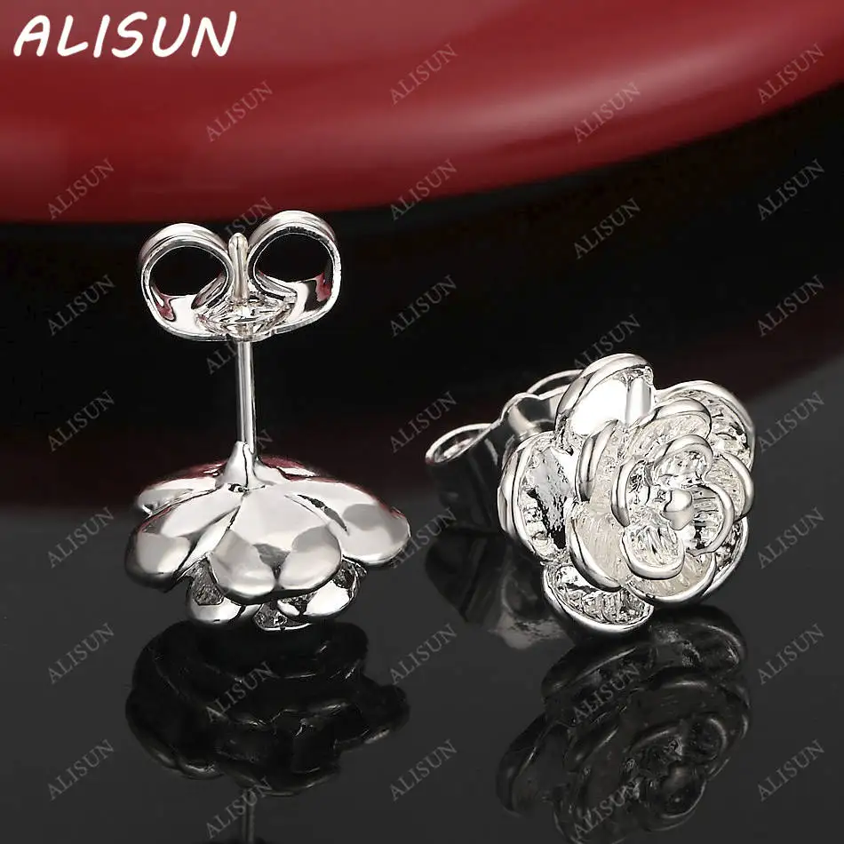 

ALISUN 925 Sterling Silver Flowers Earrings Stud Earrings For Women Anniversary Gift Popular Wild Fashion Romantic Jewelry