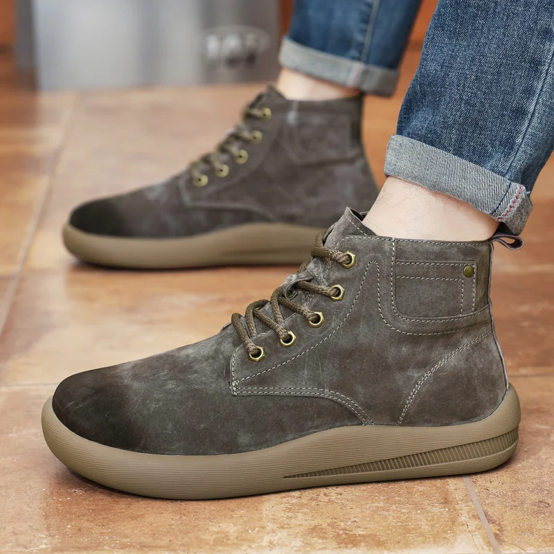 Flats Sole Pu Leather Breathable Anti Slip Men Footwear 2026 New Men's Casual Shoes Outdoor Fashion Comfortable Outsole Sneakers