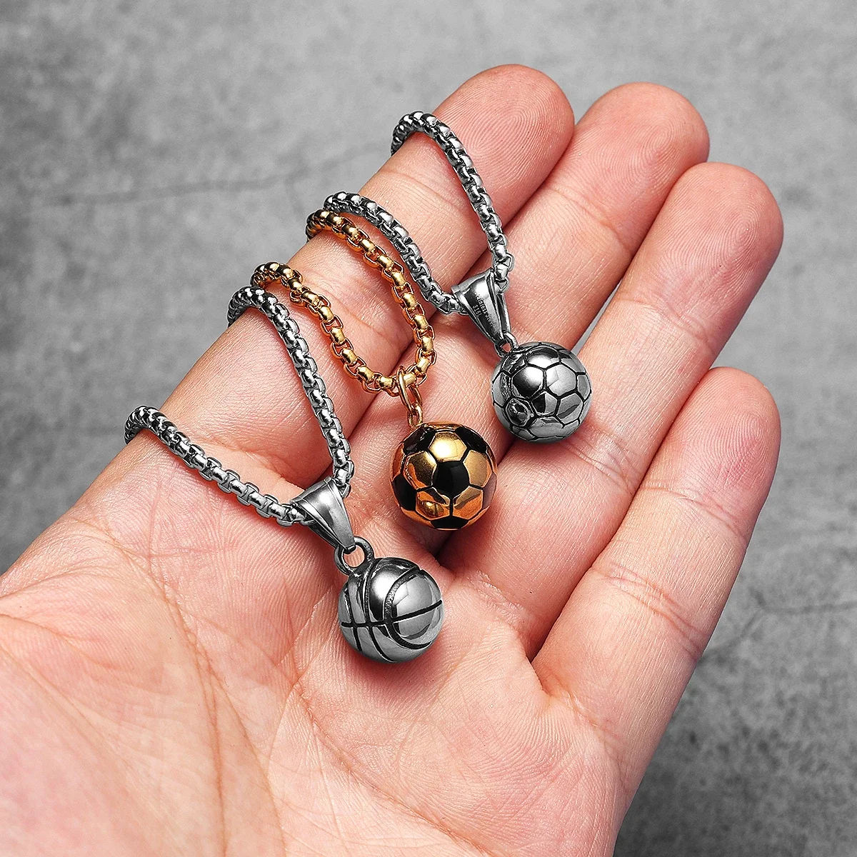 Basketball Football Men Necklaces Stainless Steel Cool Things Pendant Chain Women Jewelry Punk Fashion Wholesale Dropshiping