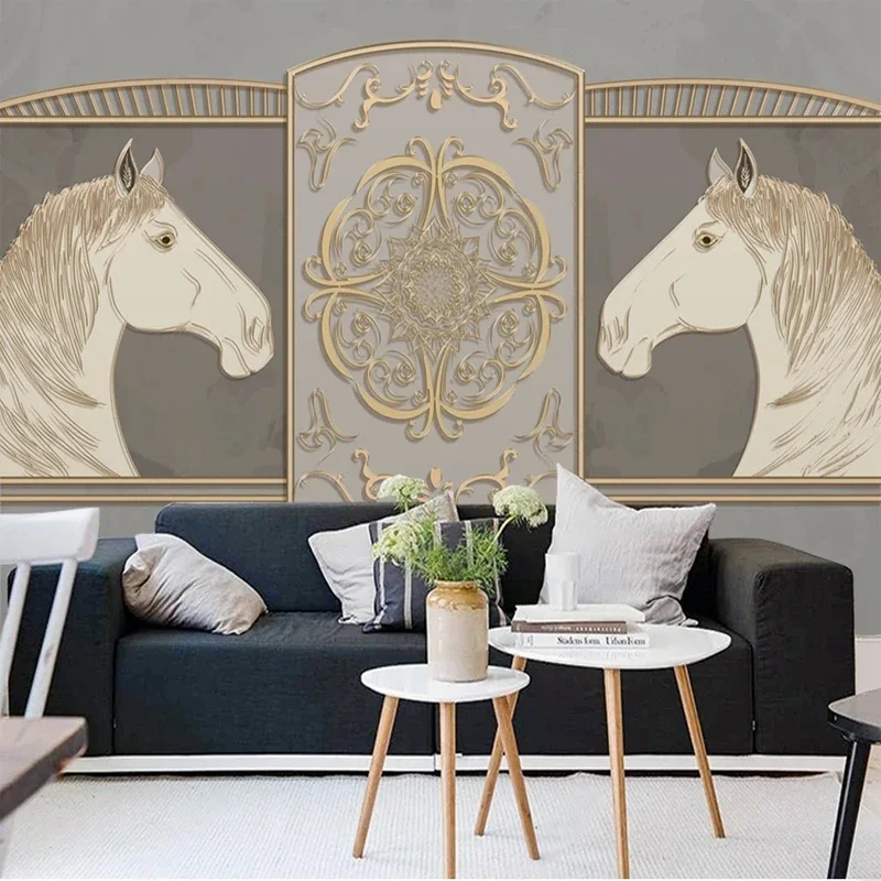 

Custom 3D Photo European Home Decor Horse Pattern Large Mural Non-woven Wallpaper for Bedroom Living Room Background Wall