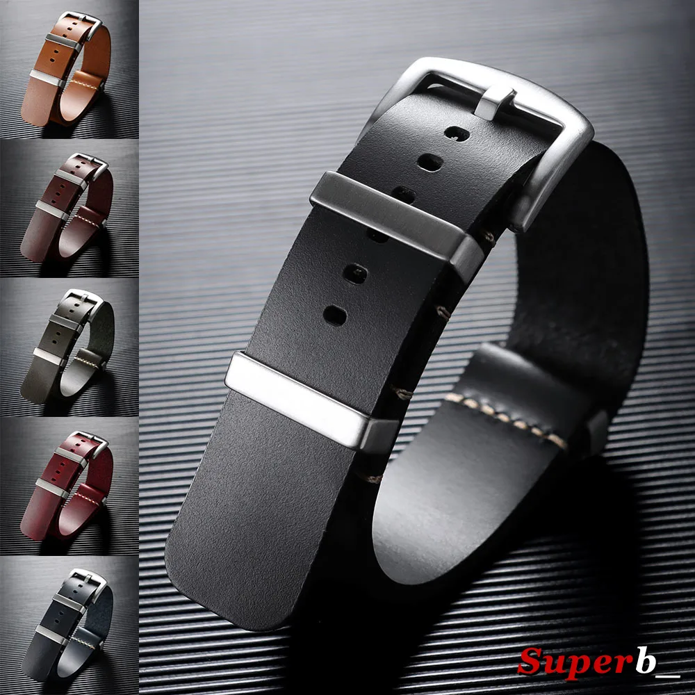 Bracelet de montre rétro en cuir de vache, 18mm, 20mm, 22mm, 24mm, pour montre-bracelet Seiko, accessoires de remplacement pour hommes
