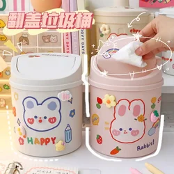 Desktop mini trash can Desk organizer bucket Household small paper basket box with 1 sticker