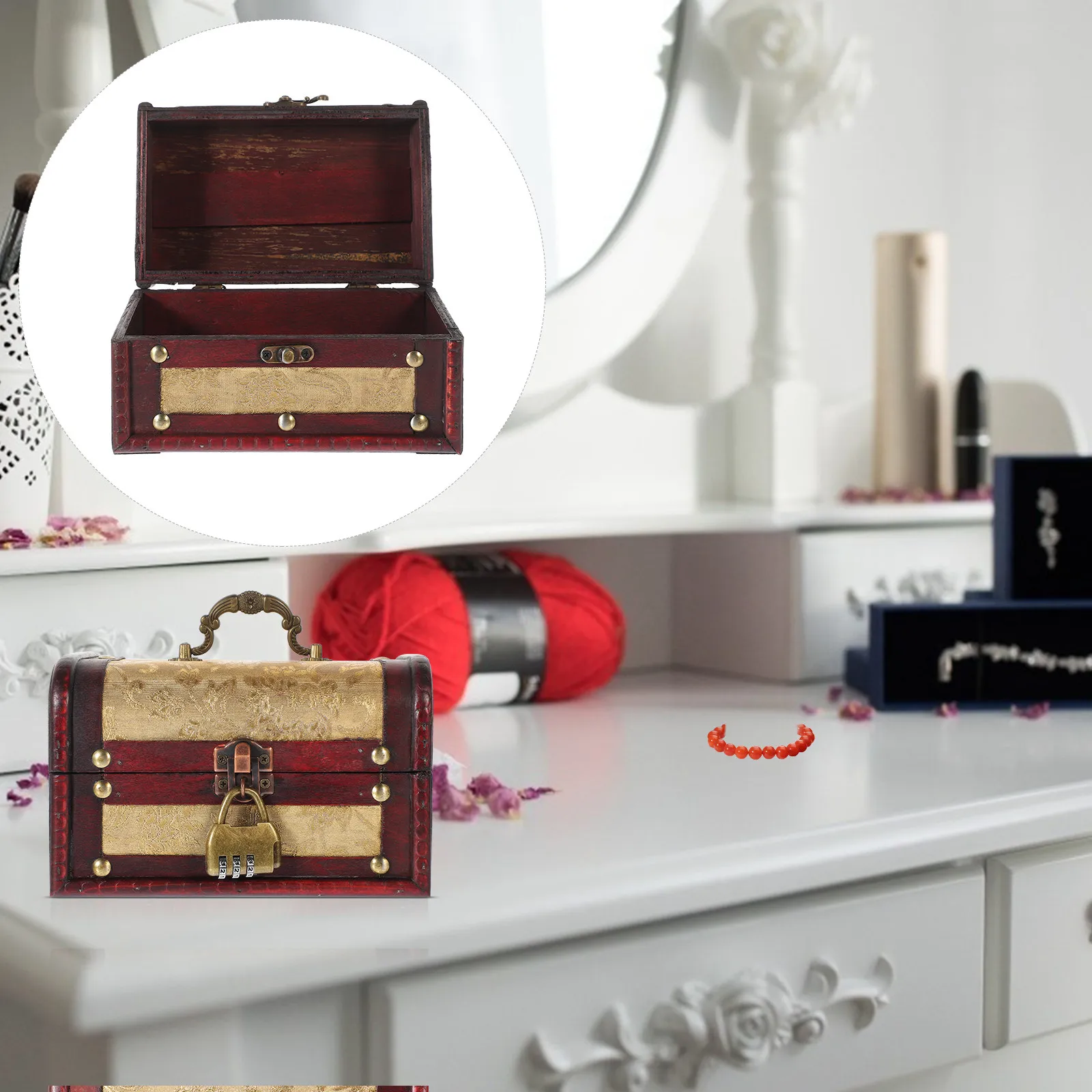

Винтажная шкатулка для украшений, деревянный органайзер для мелких аксессуаров, настольный контейнер для хранения, декор для дома в ретро-стиле