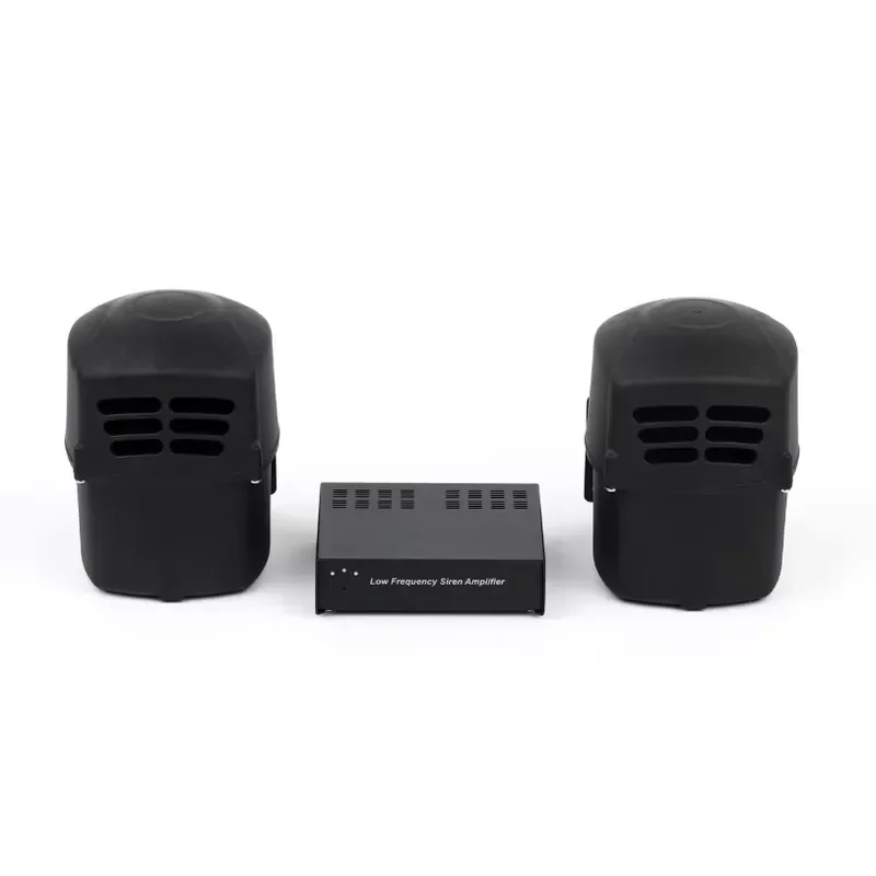 Black Small Volume Strong Power Two Parallel Speaker Horn Alarm Vehicles Low-frequency Siren Amplifier