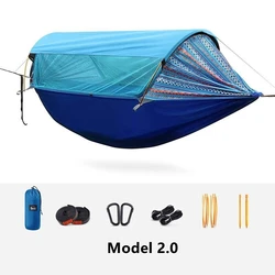 Traveler-hamaca de estilo bohemio para acampar al aire libre, versión 2,0, a prueba de mosquitos y antirollover, con sombrilla