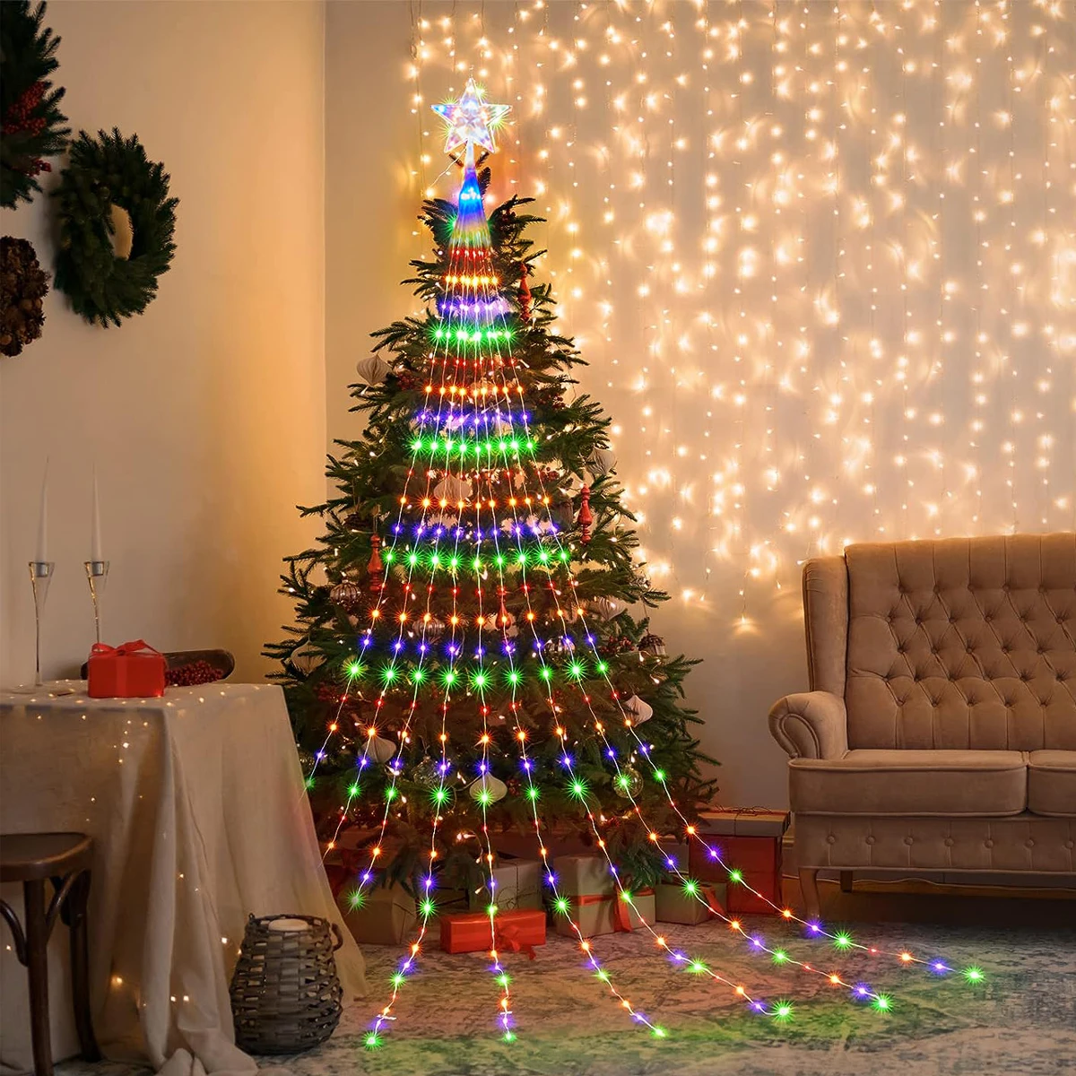 3M/2M Outdoor Christmas Decoration Light String IP67 LED Starry String Lights with Pentagram for Home Party Holiday Lighting