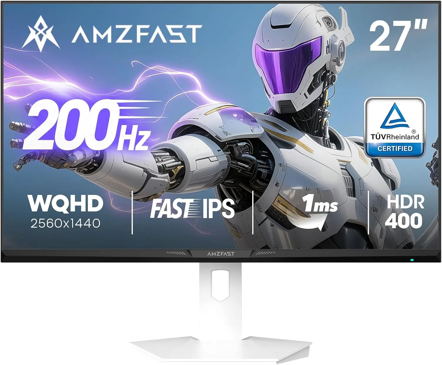 

27-дюймовый игровой монитор 1440P 200Гц/180Гц, белый, 2K QHD (2560x1440), MPRT 1мс, быстрая IPS-панель, HDR400 и защита зрения