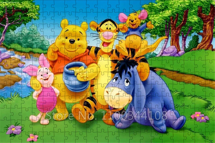 Winnie The Pooh 퍼즐, 디즈니 영화 만화 호랑이 돼지 그림, 300/500/1000 조각 직소 퍼즐, 어린이 수제 장난감