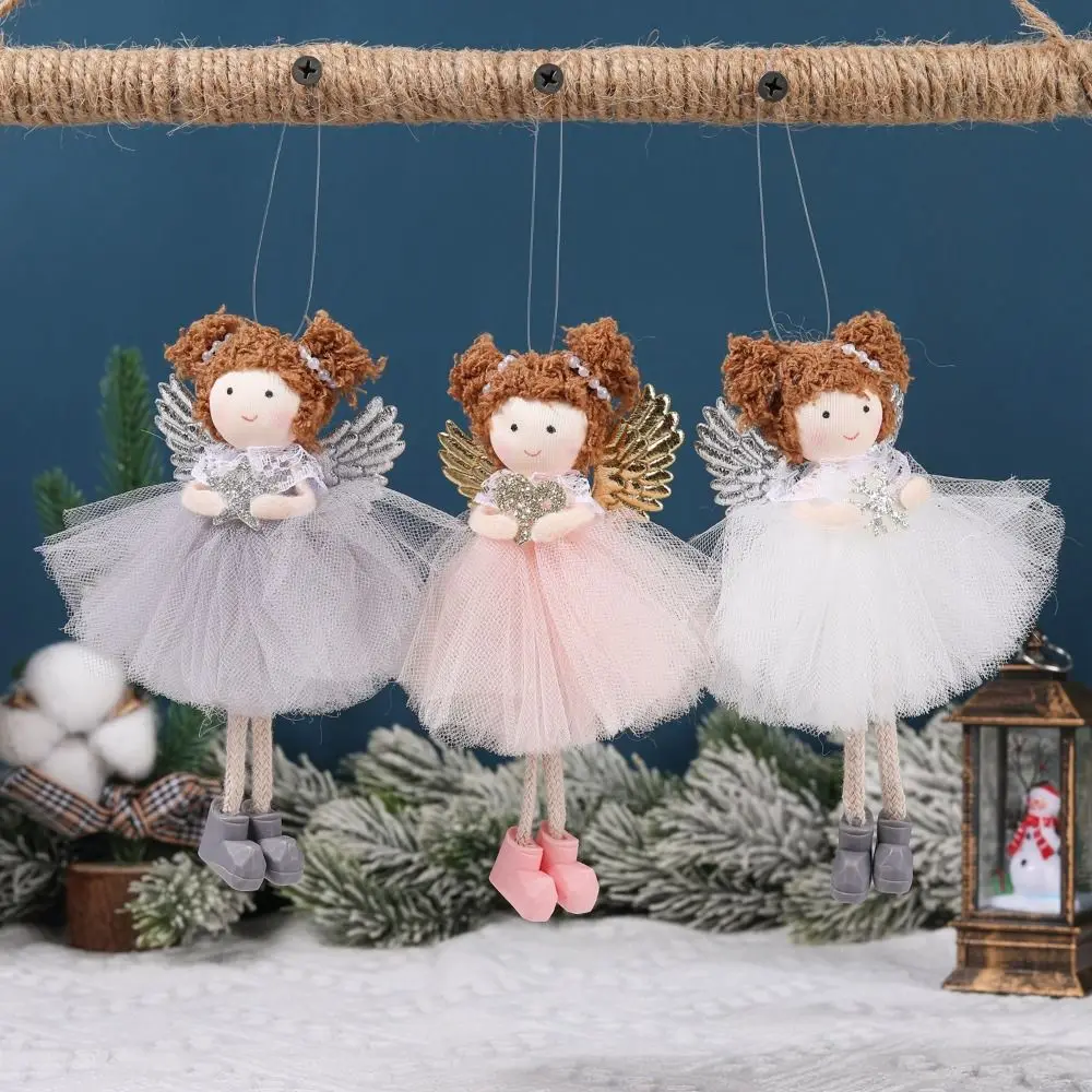 

Funny Cartoon Plush Angel Pendant Durable Handmade Christma Doll Ornaments Cute Xmas Angel Ornaments Festival