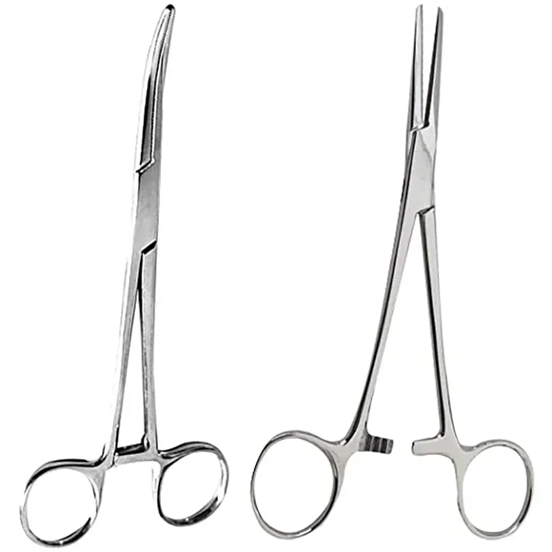 Stainless Steel Curved Tip and Straight Tip Forceps Locking Clamps Hemostatic Forceps Arterial Forceps Clamp Fish Hook Pliers