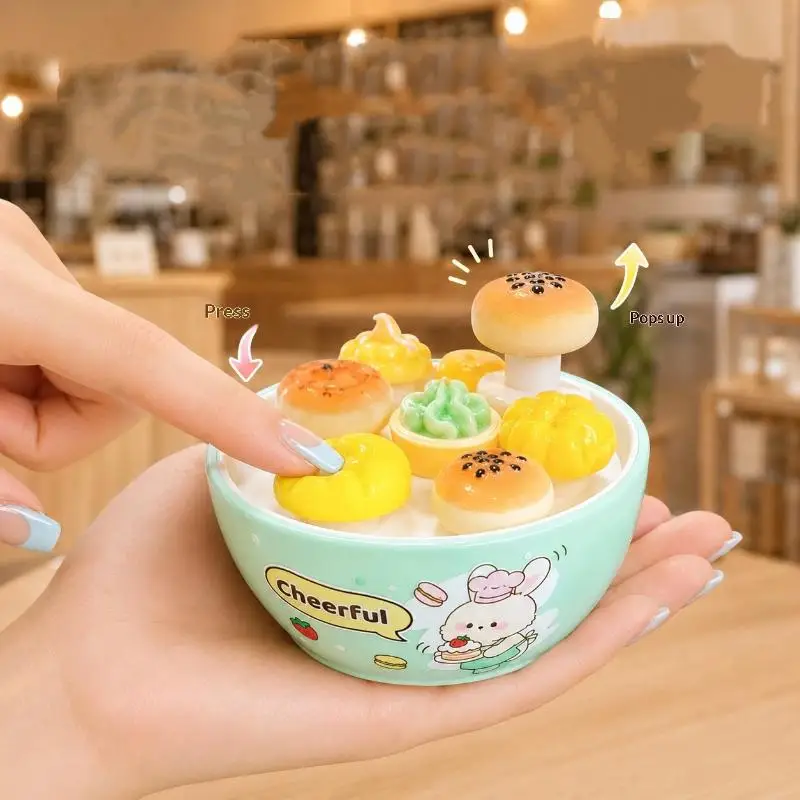 1Pcs Simulation Bread Whack A Mole Miniature Squeeze Keychain Soft Slow Rebound Food Play Keyring Reduce Pressure Pinch Pendant