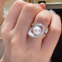 New Style Round Single Entanglement Pearl Ring for Women Personalized 925 Sterling Silver Jewelry Adjustable Gift