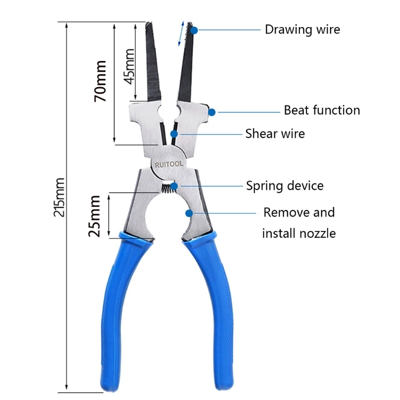 Multipurpose MIG Welding Pliers Flat Mouth Pincers Wire Cutting Spring Loaded Hand Tools