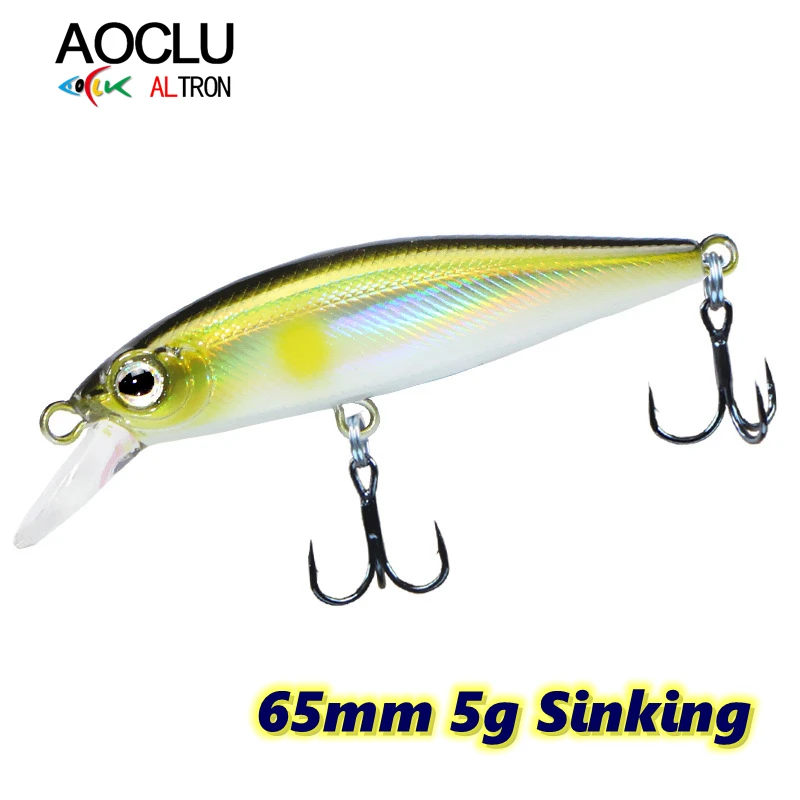 AOCLU Sinking Minnow Hard Bait Wobbler, Jerkbait Lure, Magnet Weight, Transfer for Easy Long Distance Cast, Quiet Dive, 65mm, 5g