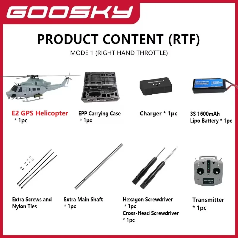 新型 Goosky E2 GPS 1/35 RCヘリコプター デュアルブラシレスモーター
