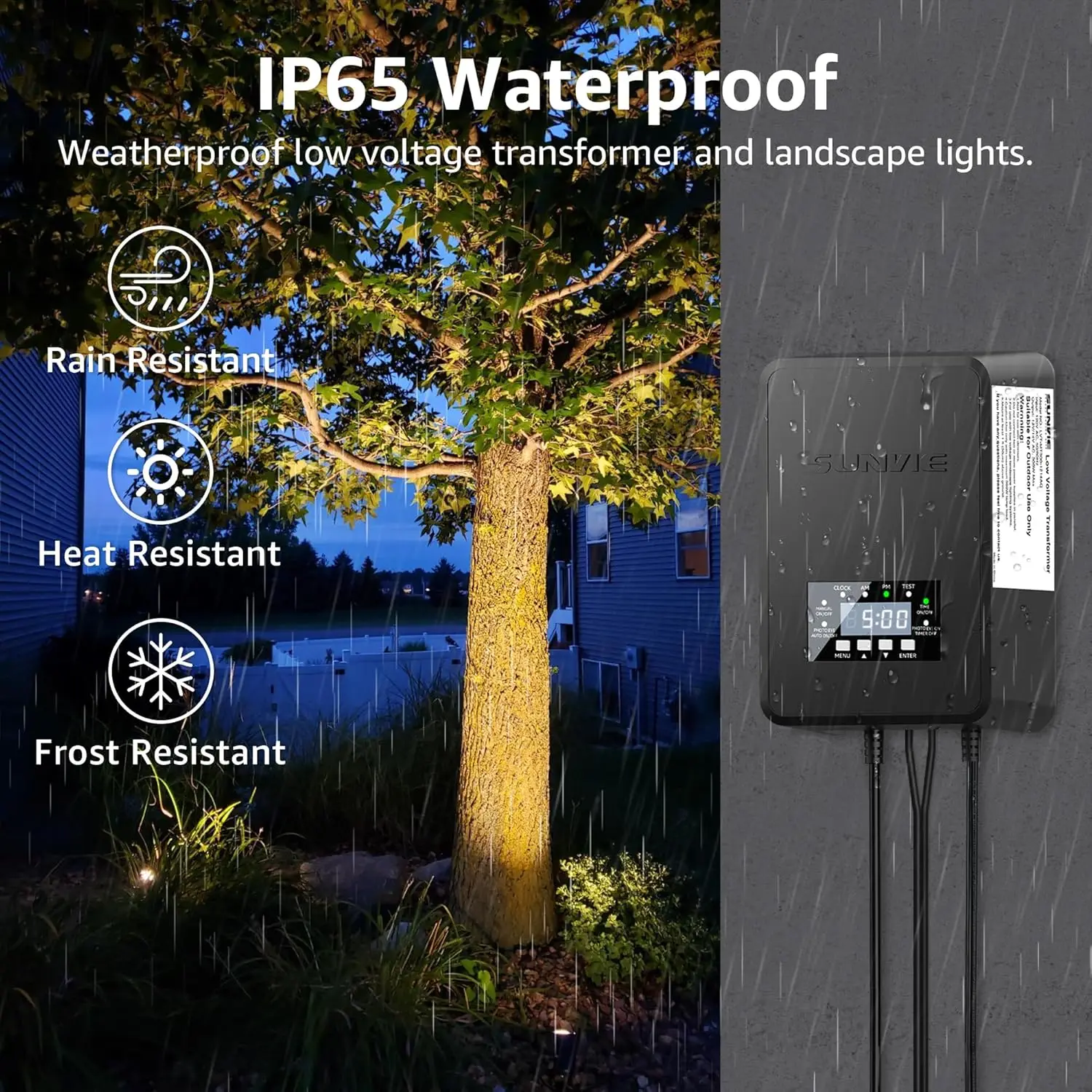 12    Landscape Lights with 300W Transformer 12-24V LED Landscape Lighting Kit 3000K Waterproof Aluminum La