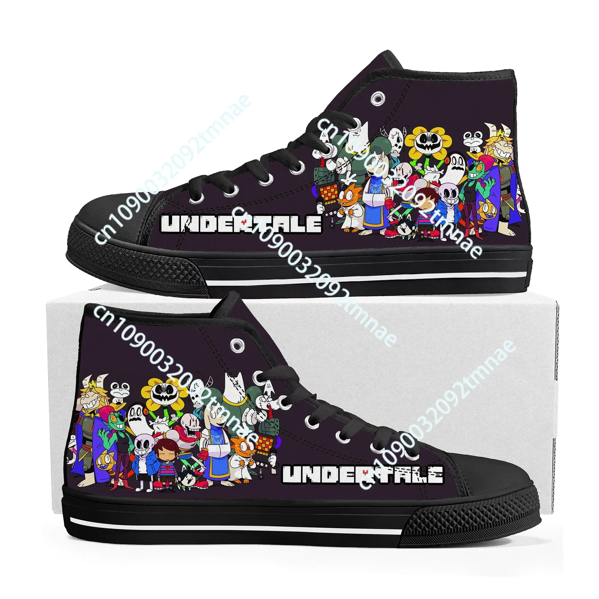 

Cartoon Game Undertale Sans Skull High Top Sneakers Mens Womens Teenager High Quality Canvas Sneaker Custom Built Couple Shoes