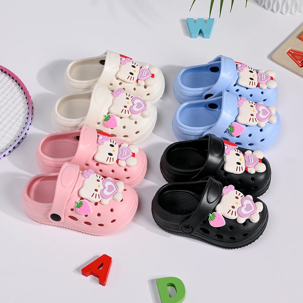 

Sanrio Slippers Hello Kitty Girl Boy Summer Slippers Kawaii Indoor Slippers Anti-Slip House Flat Slipper Beach Garden Sandals