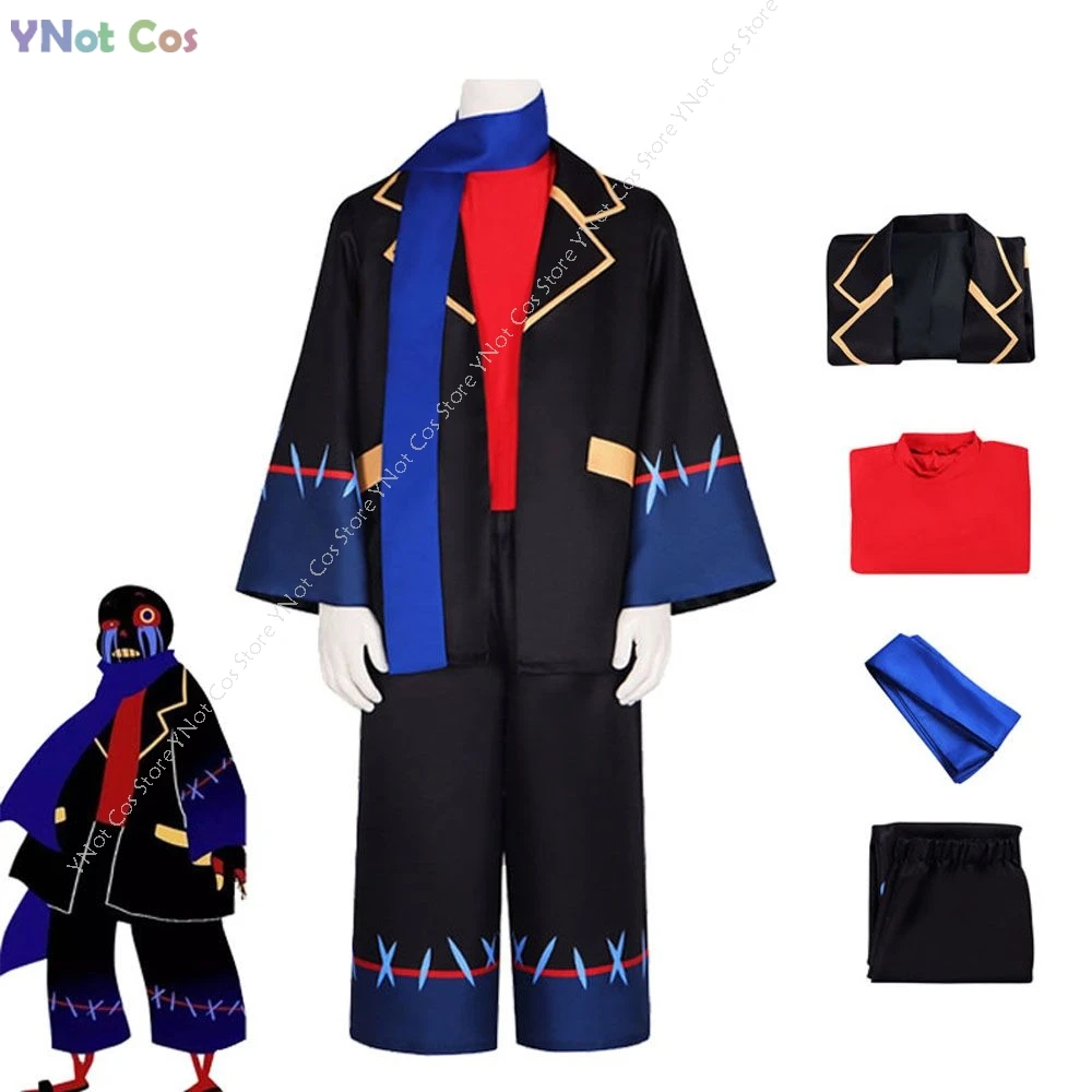 

Undertale Error Sans Cosplay Costume Amine Game Cos Adult Men's Game Set Scarf Halloween Party Uniform Clothing Black Suit Ghost