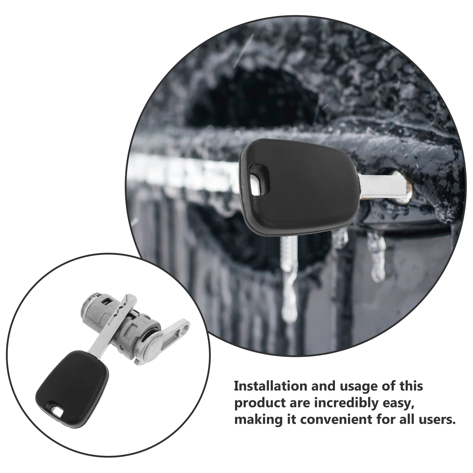 

Car Lock Cylinder with Key Enhanced Security Core for Driver Side Front Left Door Automotive Replacement Design Easy