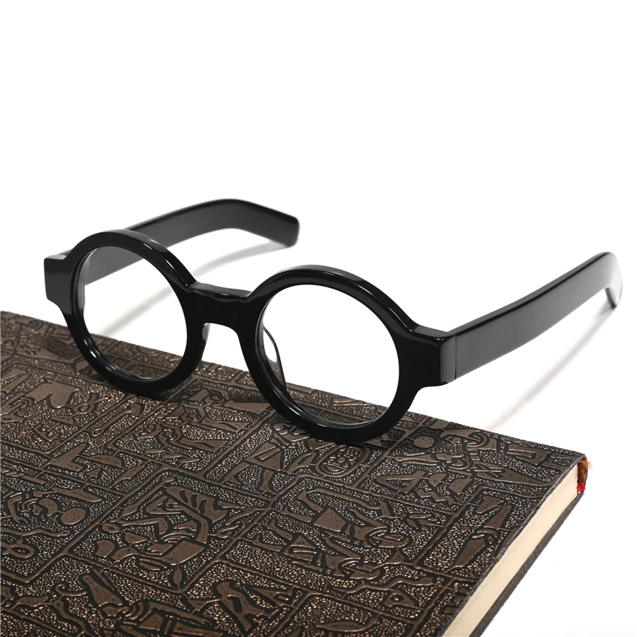 Cubojue Round Reading Glasses Male Black Eyeglasses Frames Men Acetate Spectacles Anti Blue Reflection Women Thick Lennon