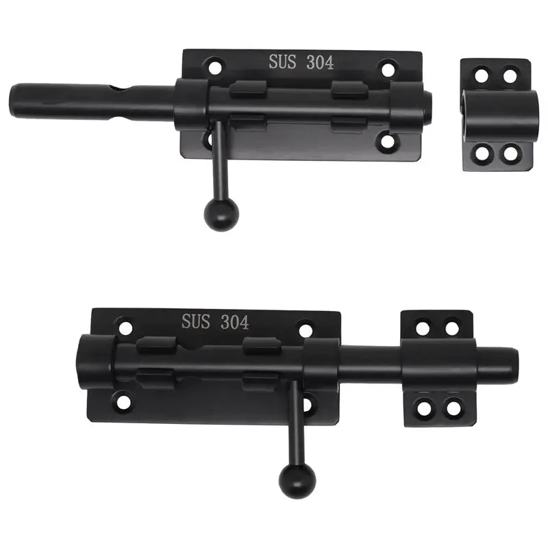 AB45 Heavy Duty Slide Bolt Gate with A Padlock, Horizontal Bolt Floor Hardware and Lockable (Black,6 Inch)