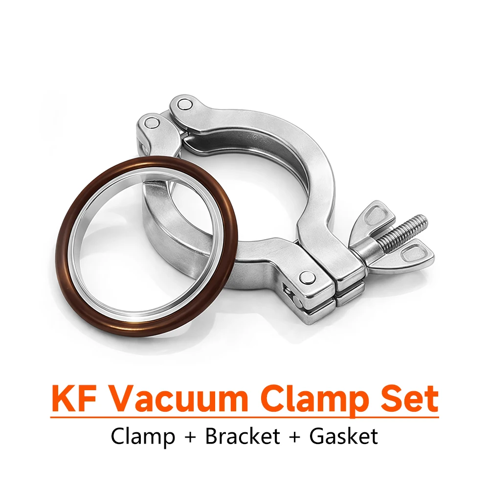 304 Stainless Steel KF Vacuum Quick Clamp With Stainless Steel Center Ring FKM O-Ring High Vacuum Flange Fitting KF16 KF25 KF40