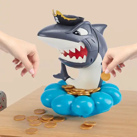 Shark Bite Finger Shark Pirate Gold Coin Game Toy for Family Party Board Game Two-Player Match Spoof Interactive Toy Gift