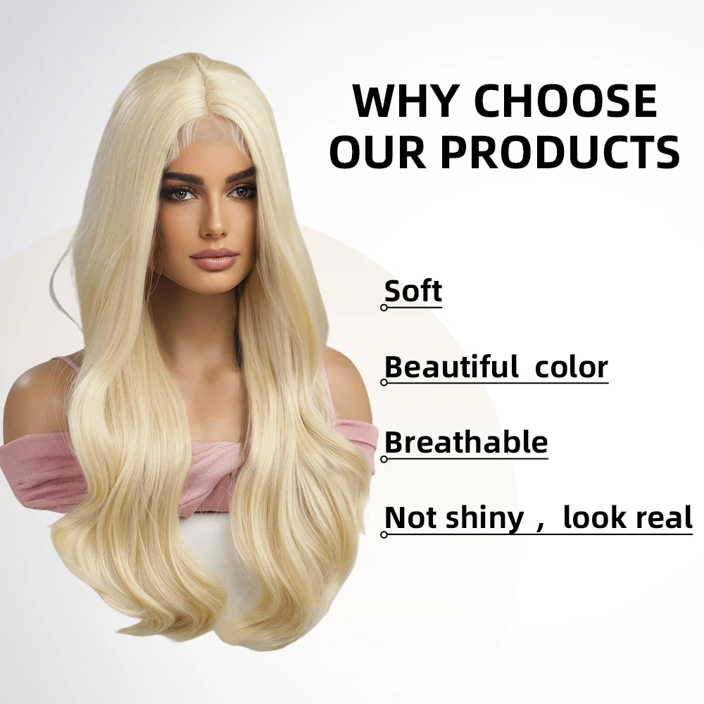 La Sylphide Synthetic Lace Front Wig Long Wave Blonde Wig Daily Party Natural Woman Wigs Heat Resistant Hair