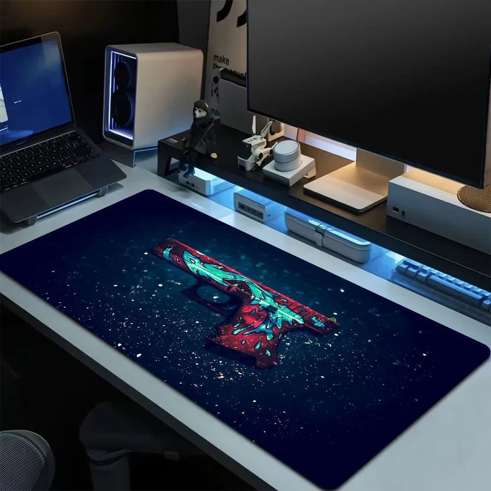 E-sports gaming mouse pad Large rubber non-slip office mat Desktop aesthetics CSGO gun skin 900x400mm overlock process XXL