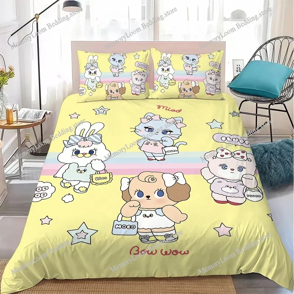 Cute M-Momorei-Cartoon Duvet Cover Set Home Style Bedding Soft Laundry Cotton Bed Student Dormitory Gift Home Textileextile029