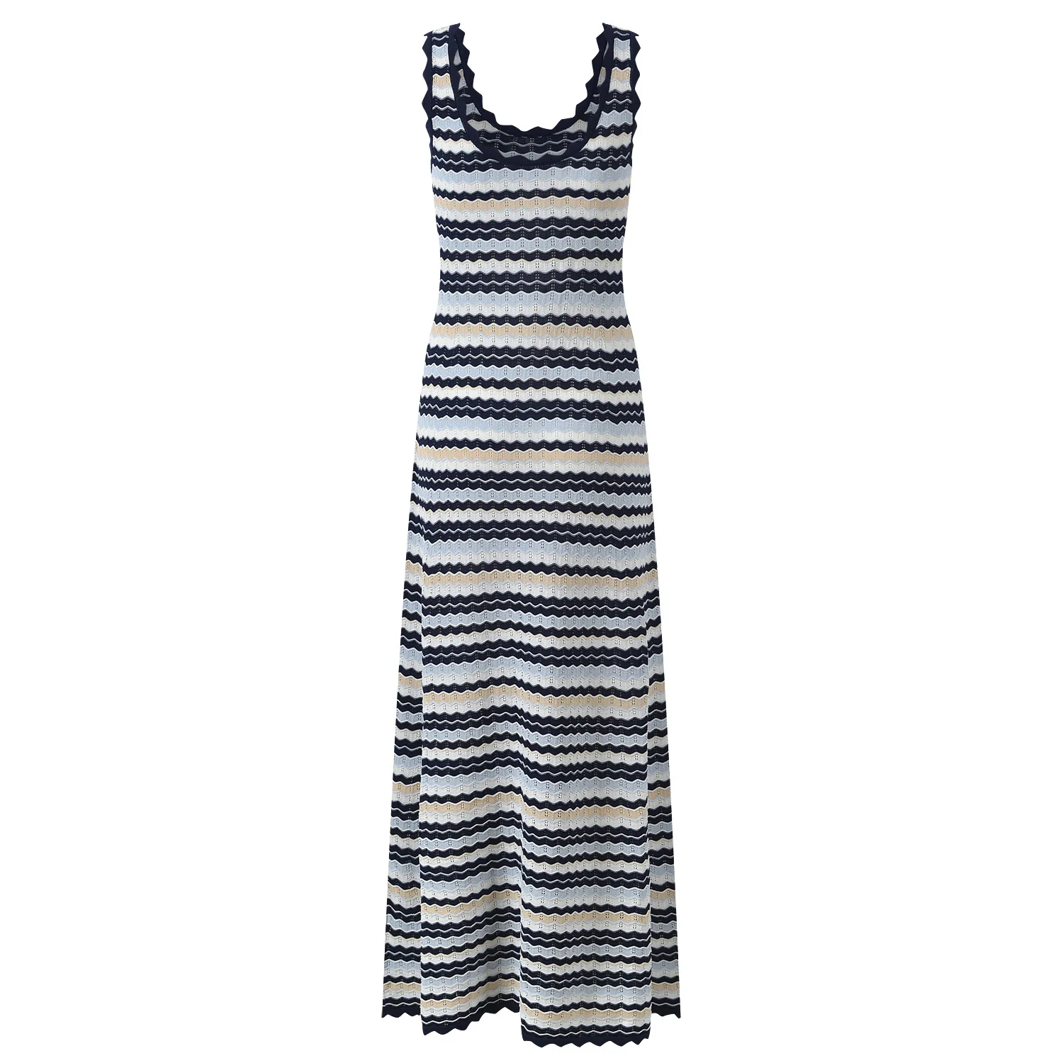 ZJYT Summer New 2026 Fashion Long Knit Dresses for Women Sleeveless Striped Casual Vintage Tank Holiday Beach Dress Vestidos - Image 5