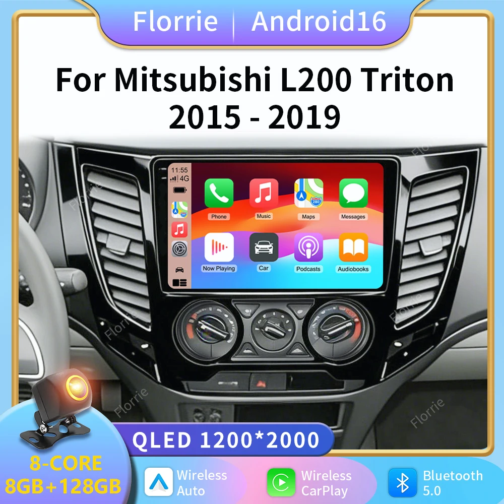 2K Android 16 Auto Car Radio Multimedia Stereo For Mitsubishi L200 5 2015-2019 GPS Navigation Carplay 2 Din DVD Wifi 4G DSP