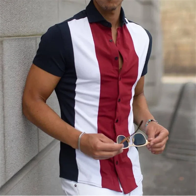 

Men's Shirt Summer Shirt Short Sleeve Color Block Lapel Outdoor Streetwear Clothing Fashion Casual Breathable Fast Shipping 5XL