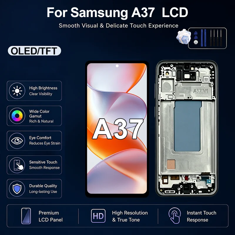 6.7" OLED For Samsung Galaxy A37 5G LCD SM-A376E Display Touch Screen Digitizer Assembly For SM-A376E/DS LCD TFT Replace Parts