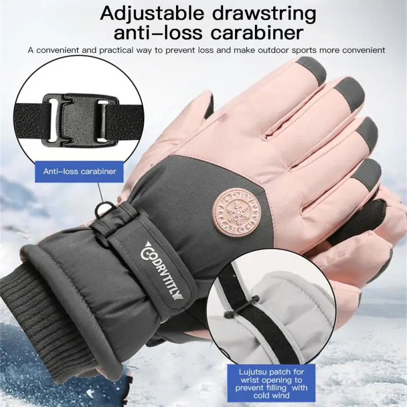 Guantes de esquí impermeables para hombre y mujer, guantes de nieve con pantalla táctil, guantes térmicos cálidos con forro polar para Snowboard, esquí y ciclismo