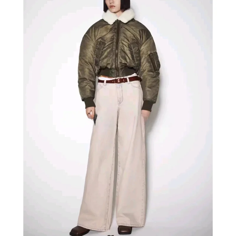 Inverno novo feminino jaet zíper sle longo sve turn-down colarinho de pele do falso casaco removível commute faion outono 2025