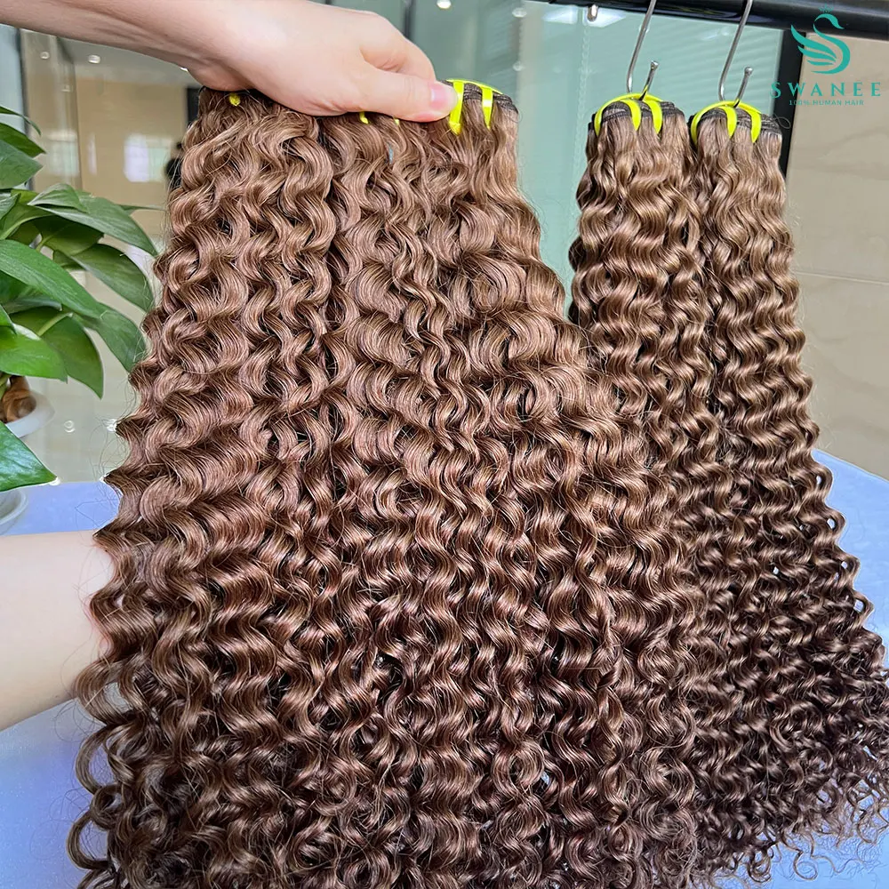 

# Набор из 8 цветных пучков глубоких кудрявых волос с мелированием, 100% натуральные человеческие волосы, тканные пряди, необработанные натуральные человеческие волосы для наращивания для женщин