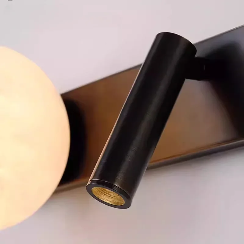 Simples todo o cobre mármore lâmpada de parede escada quarto cama cabeça corredor fundo parede pode girar leitura led lua lâmpada parede