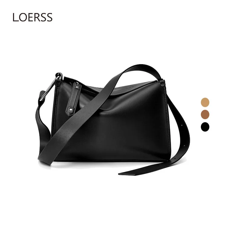 

LOERSS Casual Pillow Bags for Women Mini Retro Shoulder Bag Genuine Leather Versatile Purse and Handbags Commute Shopping Bag