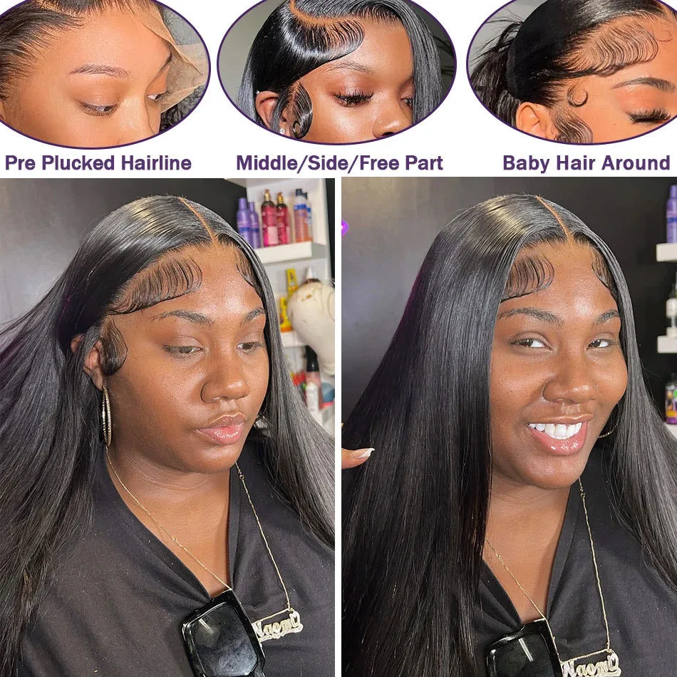 Ossilee Straight Hair 360 HD Lace Frontal Wig Pre Plucked 360 Full Lace Wig Human Hair Wig 36inch 250Density