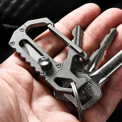 High-End Titanium Alloy EDC Multi-Tool Keychain Men's Ultra-Light Waist Hanging Car Key Chain With Detachable Parcel Knife