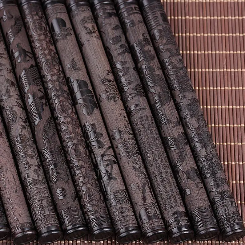 30pcs Ebony Wood Stick Incense Tube Wooden Carved Incense Holder Temple Incense Storage Box ni149