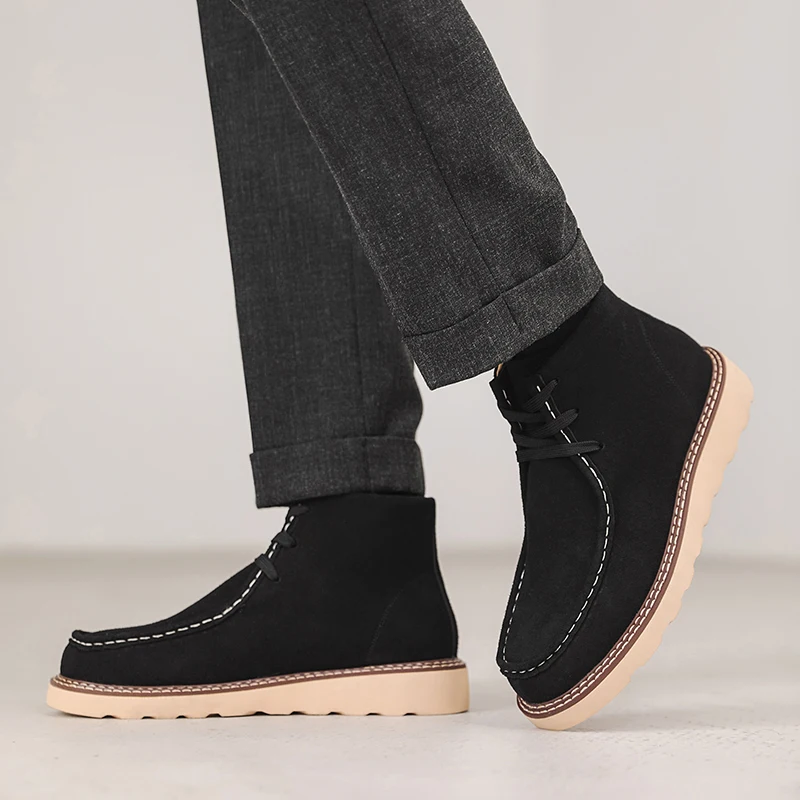 الرجال حذاء من الجلد الرجعية الجلد المدبوغ الأدوات غير رسمية الأحذية قصيرة التمهيد الدانتيل أكسفورد التمهيد عدم الانزلاق منصة الأحذية أحذية الأعمال الكلاسيكية