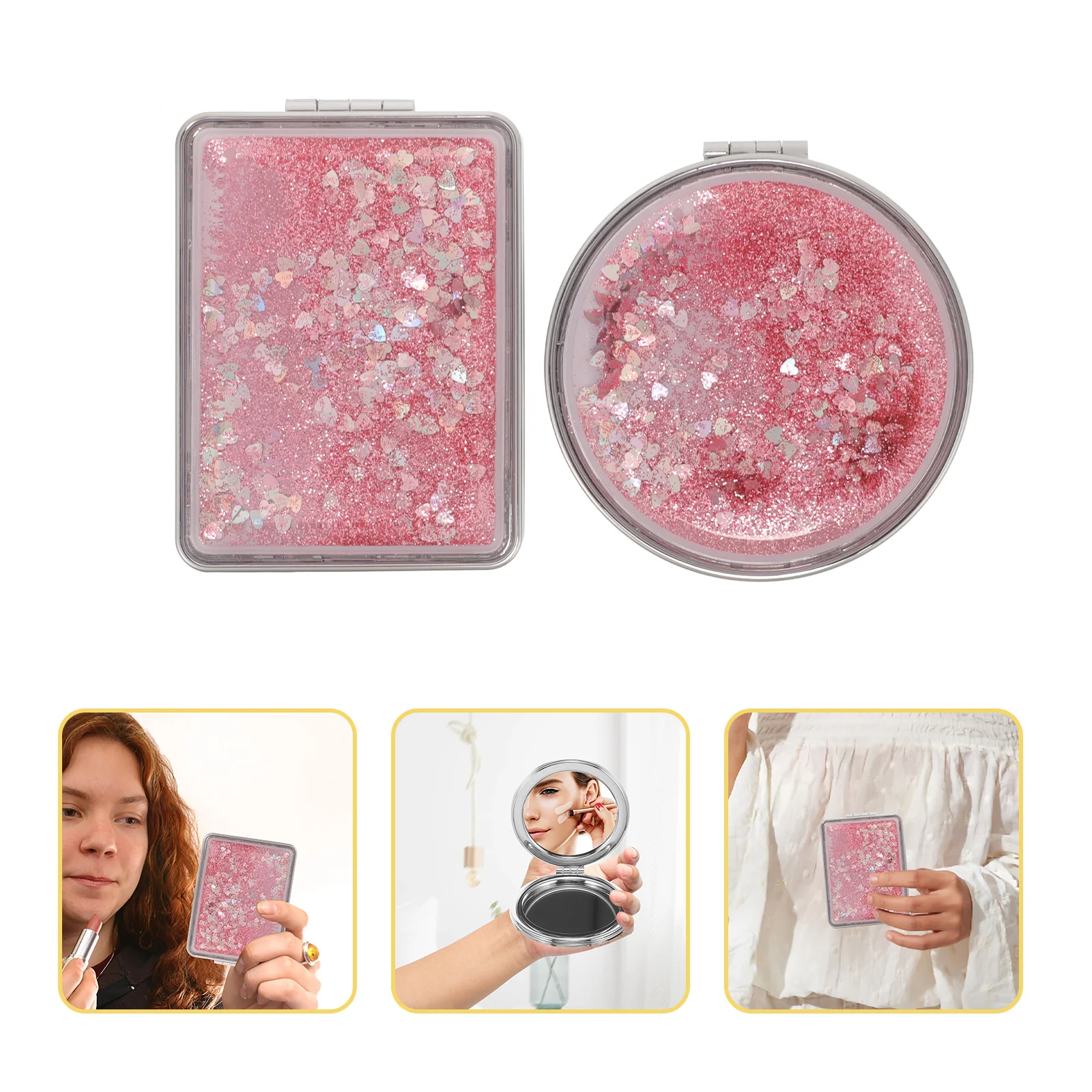 2 Stück kompakte Spiegel, tragbarer Reise-Make-up-Spiegel, kleiner Handspiegel für Frauen, Kosmetik, Geldbörse, Zubehör, dekorative Spiegel